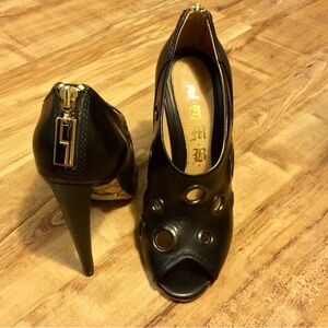 L.A.M.B. Black Cutout Peep Toe Heels